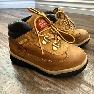 Timberland Toddler Kids Leather Field Boots,Wheat Nubuck, 10M